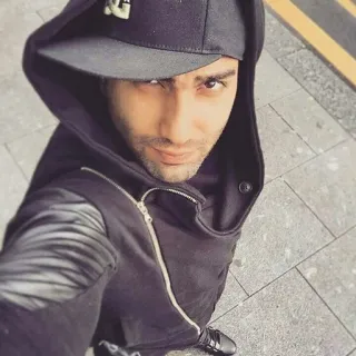 🖤 man, portrait, selfie, hoodie, hat telegram sticker