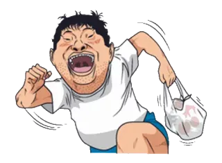 🏃‍♂️ Kartun, Berlari, Pria, Bahan makanan, Tas belanja, Bersemangat telegram sticker