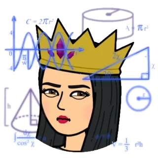 📐 maths, équations, reine, bitmoji, couronne, mathématiques, algèbre, géométrie telegram sticker