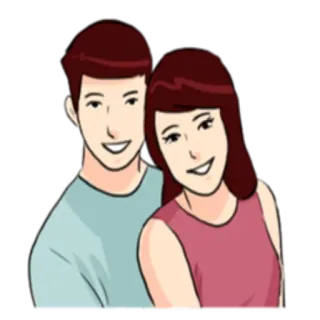 😌 casal, amor, relacionamento, desenho animado, emoticon, retrato, fofo telegram sticker