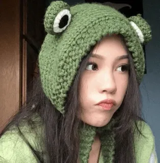 🧊 Frosch, Hut, Gestrickt, Grün, Frau, Mütze whatsapp sticker