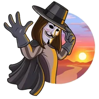 😆 Guy Fawkes หน้ากาก, กาย ฟอกส์, ไม่ระบุชื่อ, การเมือง, ประท้วง, การ์ตูน telegram sticker