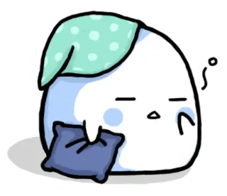 ⛄ 졸린, 귀여운, 만화, 베개, 수면 모자, 잠 whatsapp sticker