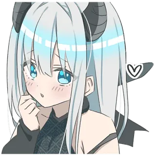 😳 Anime meisje, Demon, Horens, Schattig, Kawaii, Hart, Sticker, Manga telegram sticker