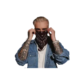 😡 celebridade, bandana, tatuagens, casual, homem telegram sticker
