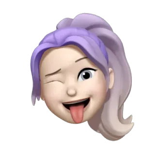 🤪 Biểu tượng cảm xúc, Nháy mắt, Lưỡi, Khuôn mặt, Tóc tím, Hình đại diện telegram sticker