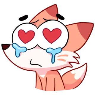 😍 fox, cute, love, heart eyes, crying telegram sticker