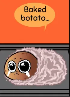 😭 Baked botato... patata, comida, triste, llorando, horneada, dibujos animados telegram sticker