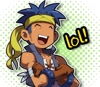 😆 lol! Cartoon, Figur, lol, Ausdruck, Fröhlich, Anime whatsapp sticker