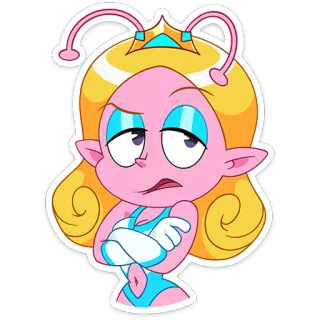 🙅‍♀️ Alien, Dibujos animados, Princesa, Rosa, Rubia, Reina telegram sticker