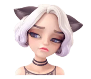 😒 девушка-кошка, аниме, манга, выражение, цифровое искусство, стикер telegram sticker