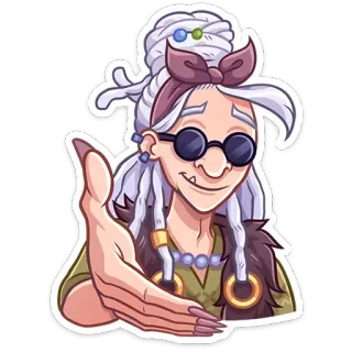 👋 bruja, magia, anciana, dibujos animados, pegatina, fantasía telegram sticker