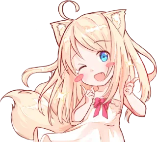 😉 Anime, Catgirl, Niedlich, Kawaii, Manga, Chibi telegram sticker
