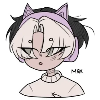 ⚪️ Anime, Kreskówka, Naklejka, Słodkie, Manga, Kocie uszy telegram sticker