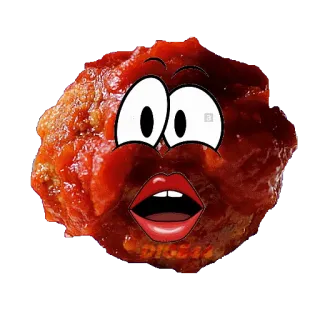 😲 almôndega, desenho animado, comida, humor, boca, olhos, adesivo telegram sticker