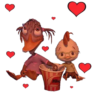 😍 Chicken Little Chicken Little, hoạt hình, Disney, trái tim, phim hoạt hình, tình yêu telegram sticker