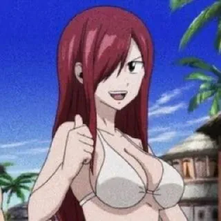 👍 Erza Scarlet Fairy Tail anime, Erza Scarlet, fairy tail, bikini, cartoon telegram sticker