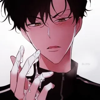 🥵 Anime, Manga, Uomo, Maschio, Sudore, Personaggio telegram sticker