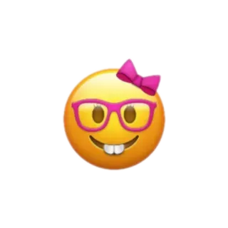 🤓 emoji, girl, face, glasses, bow telegram sticker