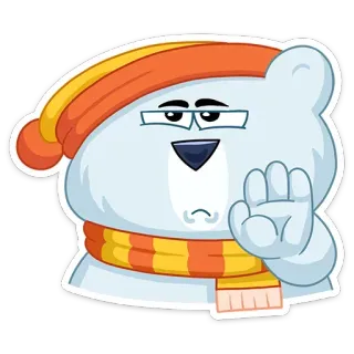 ✋ ホッキョクグマ, 漫画, ステッカー, 冬, 帽子, マフラー telegram sticker
