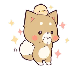 ✨ собака, сиба ину, щенок, милый, мультфильм, каваий, животное, цыпленок telegram sticker