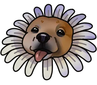 🌸 cane, fiore, animale domestico, animale, carino, divertente telegram sticker