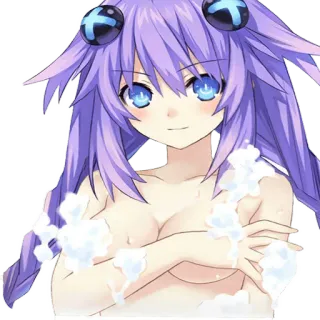 💦 Purple Heart Hyperdimension Neptunia Anime, Jeu vidéo, Mignon, Kawaii, Fille, Cheveux violets, Neptunia telegram sticker
