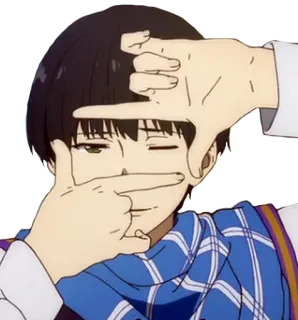 📸 Anime, Personaje, Retrato, Manos, Marco whatsapp sticker