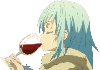 🍷 Anime, Bebendo, Vinho, Relaxado, Garota telegram sticker