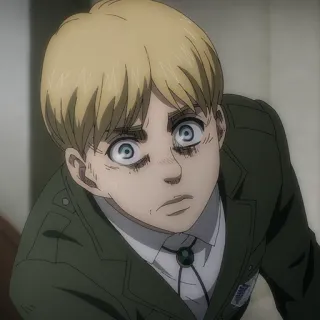 😰 Armin Arlelt Attack on Titan Anime, Mangá, Ataque dos Titãs, Armin Arlert, Tropa de Exploração, Soldado, Personagem, Personagem de anime telegram sticker
