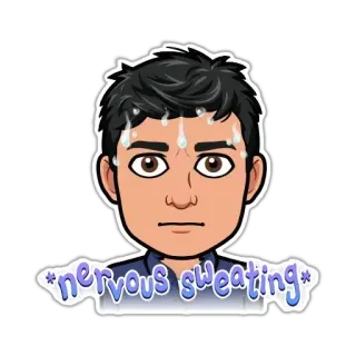 😓 nervous sweating нервный, потеющий, тревожный, Bitmoji, мультфильм telegram sticker