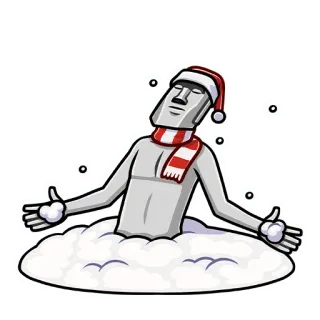 🗿 Moai, Natal, Gorro de Papai Noel, Neve, Cachecol, Feriado, Inverno telegram sticker