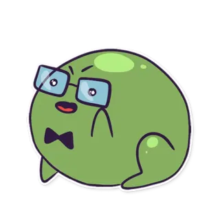🤓 katak, kacamata, dasi kupu-kupu, kartun, hijau, karakter whatsapp sticker