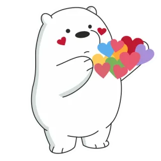 🥰 Ice Bear We Bare Bears oso, corazones, dibujos animados, lindo, Ice Bear telegram sticker