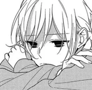 🌟 Anime, Manga, Triste, Garçon, Personnage, Noir et blanc telegram sticker