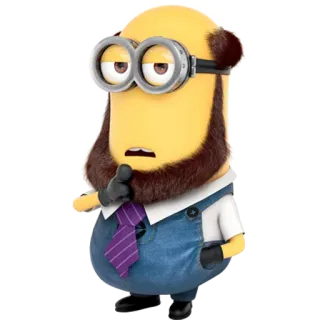 😕 Minion, Cartoon, Personage, Baard, Stropdas telegram sticker