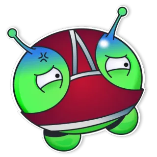 😨 Alienígena, Desenho animado, Adesivo, Espaço, Verde, Bravo telegram sticker