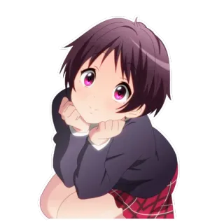 😊 Аниме, Девушка, Милая, Школьная форма, Мультфильм whatsapp sticker