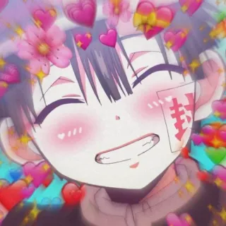 🔲 Аниме, Мультфильм, Милый, Фанатское творчество, Сердце telegram sticker
