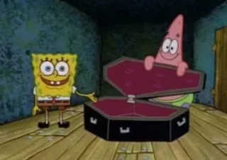 ⚰ SpongeBob SquarePants SpongeBob, Patrick, coffin, cartoon telegram sticker