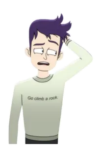 🥱 Go climb a rock. Desenho animado, Pessoa, Escalada, Rocha, Expressão, Confuso, Pateta telegram sticker