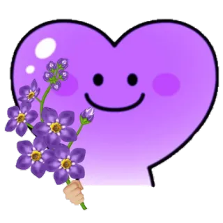 🌸 하트, 꽃, 보라색, 사랑, 귀여운, 만화, 발렌타인 telegram sticker