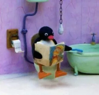🚽 Pingu pinguino, bagno, lettura, cartone animato whatsapp sticker