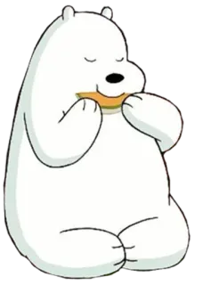 😌 Ice Bear We Bare Bears Ice Bear, Ursos Sem Curso, urso de desenho animado, urso branco, comendo, comida telegram sticker