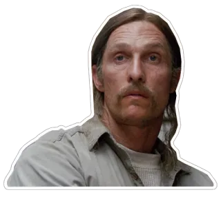 😳 Rust Cohle True Detective Раст Коул, Мэттью МакКонахи, Настоящий детектив, детектив, сериал, HBO telegram sticker