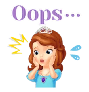 😱 Sofia Oops... oups, princesse, dessin animé, inquiet, autocollant, animation telegram sticker