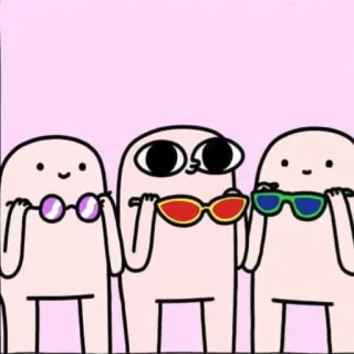 💎 Cartoon, Zonnebril, Personages, Roze, Ogen telegram sticker