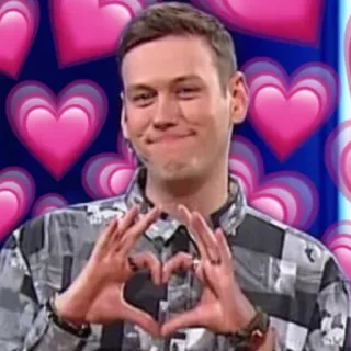 💗 homme, coeur, amour, joyeux, souriant, coeurs, geste telegram sticker