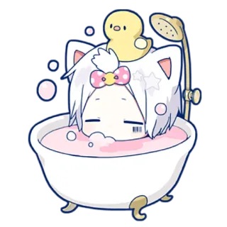 😁 cute, duck, bathtub, cartoon, kawaii telegram sticker