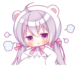 💭 Аниме, Кавай, Милый, Девушка, Мультфильм, Злой, Дуться whatsapp sticker